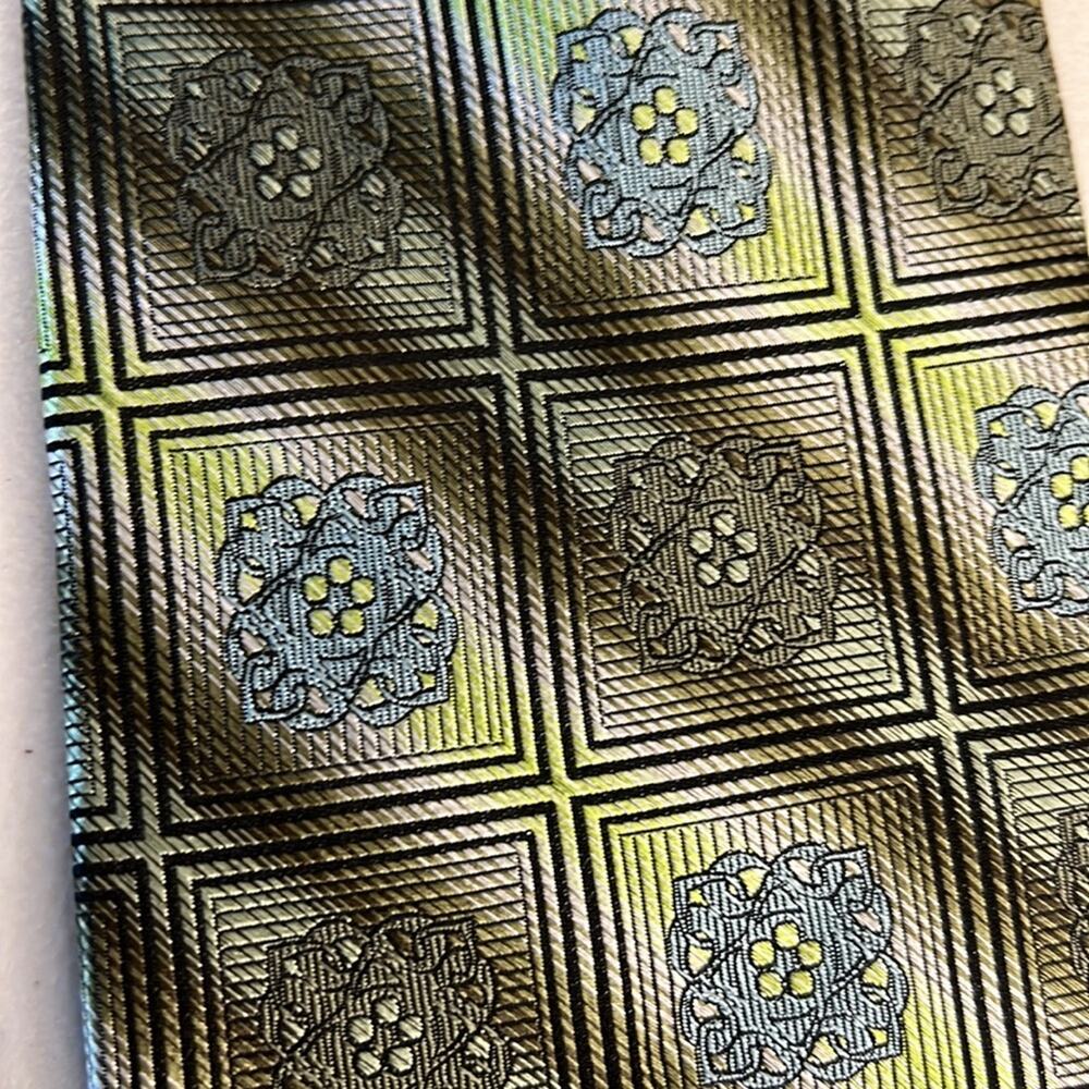Stacy Adams Grande Knot Classic Green Abstract Neck‎ Tie 100% Silk Hand Made - Picture 3 of 7
